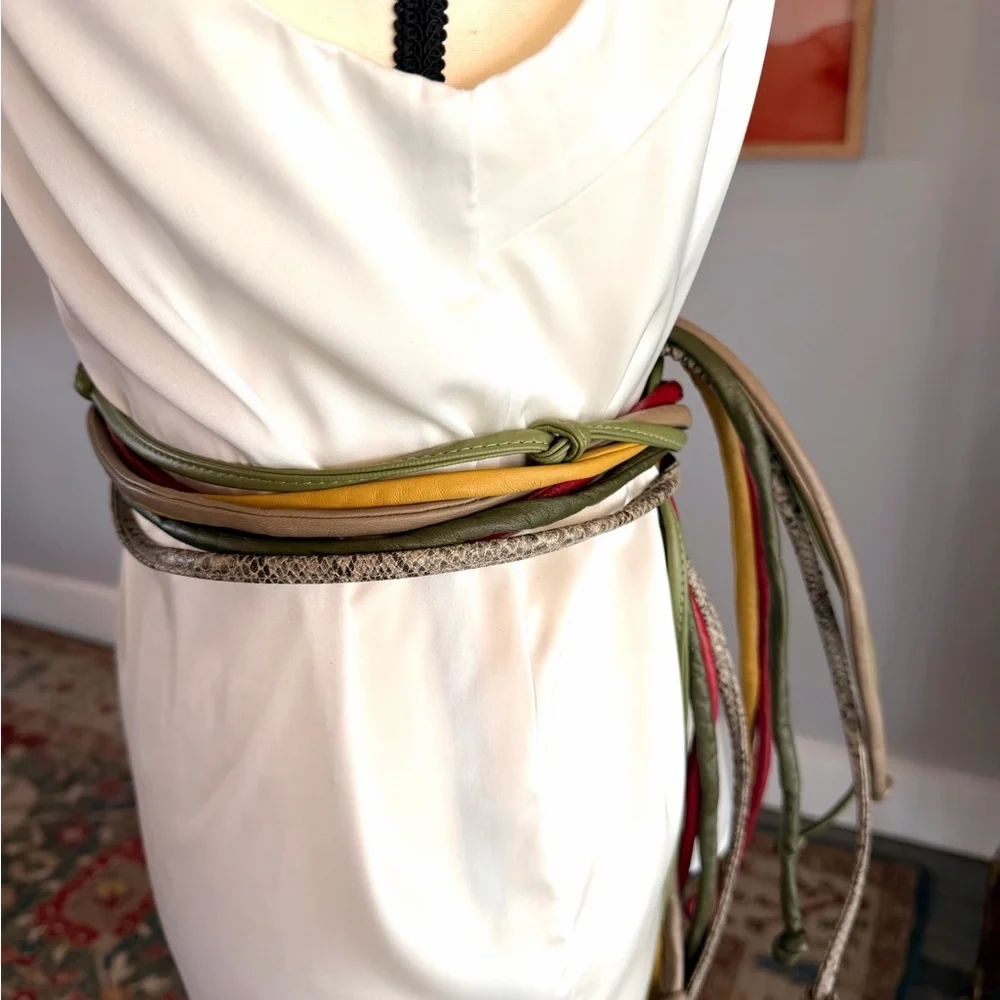 Multicolor Leather Skinny Belt Bundle